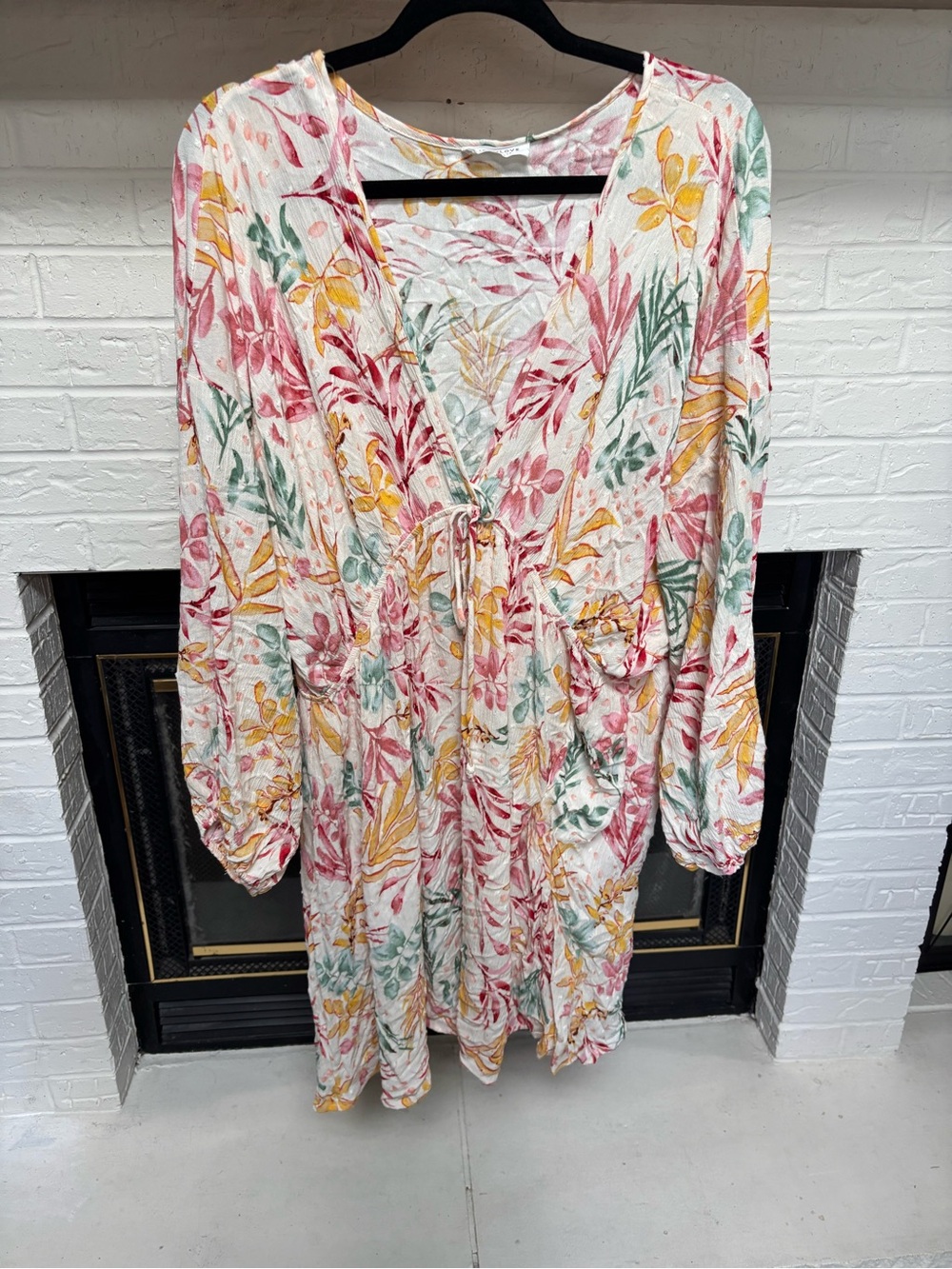First Love Floral Wrap Mini Dress - Pink, Yellow, Green